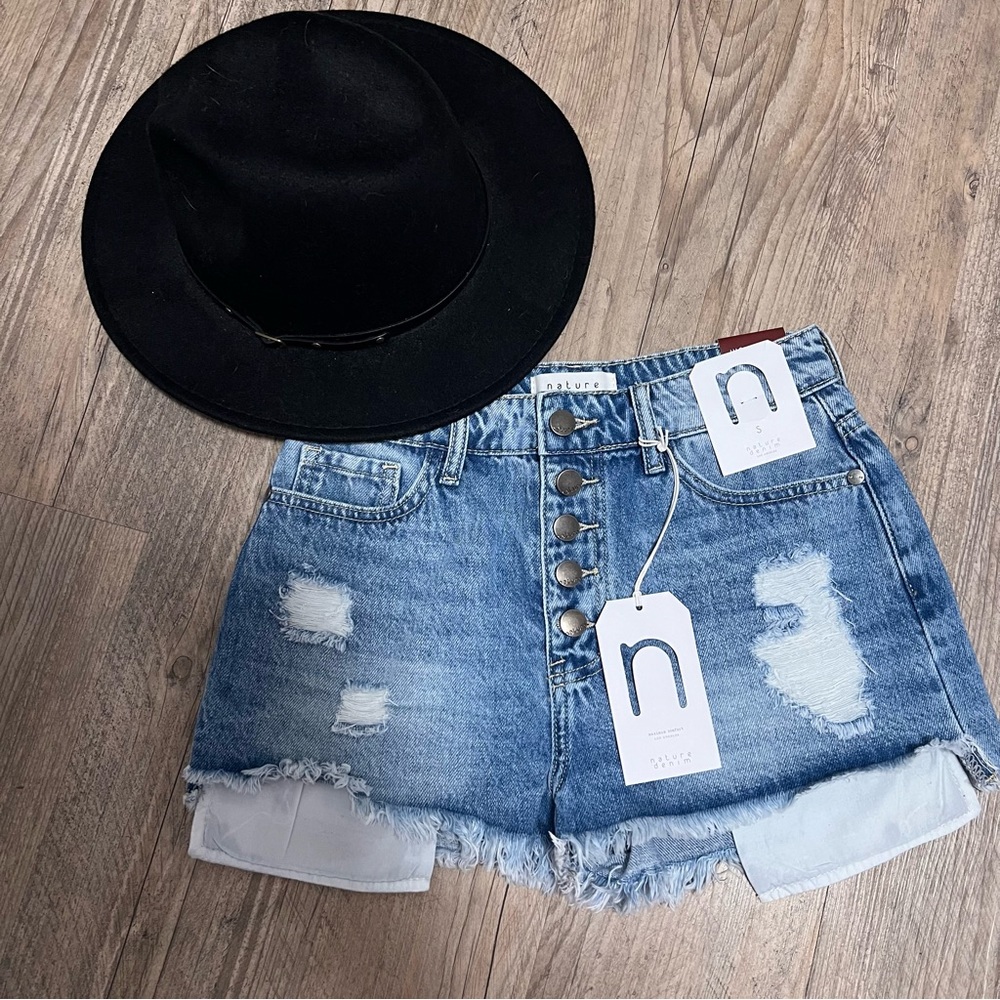 NWT Distressed Denim Shorts‎ by Nature Denim